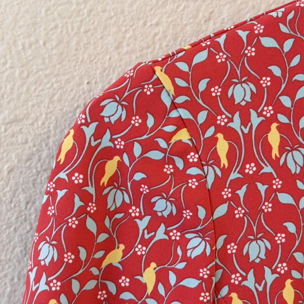 J.‎ McLaughlin Dress Womens XS Catalina Cloth Red Floral Bird 3/4 Sleeve Preppy - Picture 7 of 12